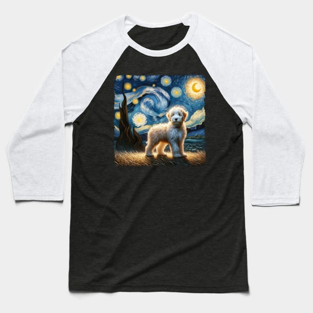 Starry Old English Sheepdog Portrait - Dog Portrait Baseball T-Shirt by starry_night